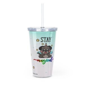 Stay Magical Pug Plastic Tumbler with Straw