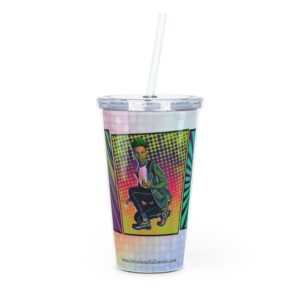 NightFly Pop Art Inspired Plastic Tumbler with Straw
