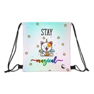 Stay Magical Cat Drawstring Bag